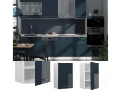 Discount Vicco Hängeschrank Fame-Line Hängender Küchenschrank Hochglanz/Weiß 45 cm Dunkelblau