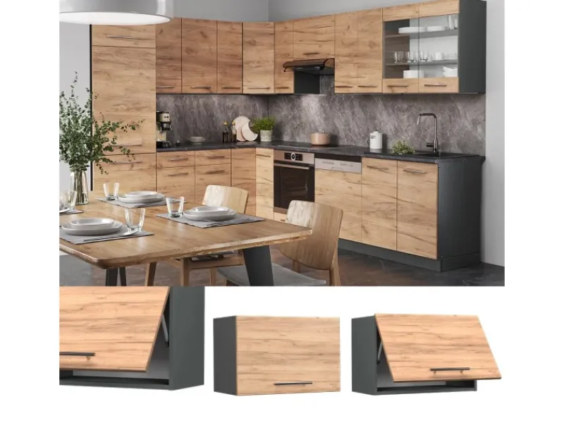 Küchenschränke<Vicco Hängeschrank Fame-Line Hängender Küchenschrank Goldkraft /Anthrazit 60 cm Flach