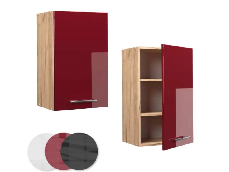 Online Vicco Hängeschrank Fame-Line Bordeaux Hochglanz/Goldkraft Eiche 45 cm Bordeaux-Glanz
