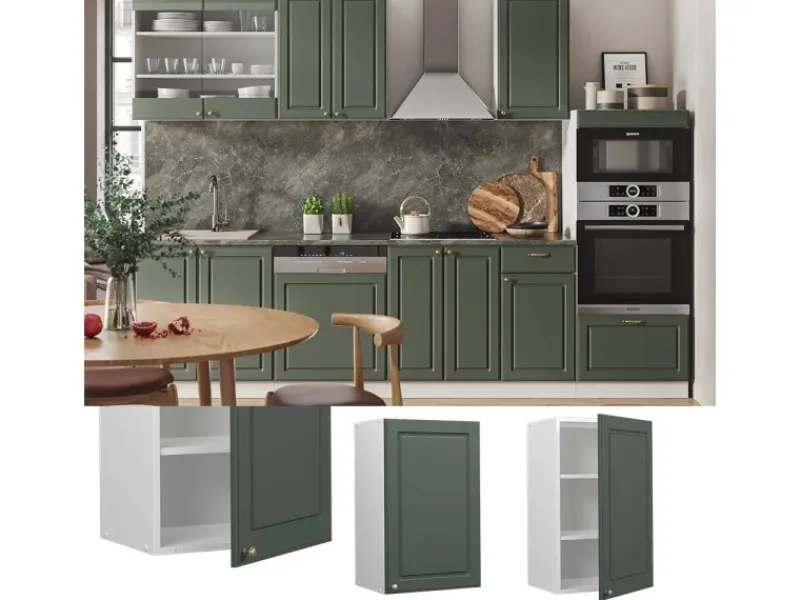 Hot Vicco Hängeschrank Fame-Line Hängender Küchenschrank Grün-Gold Landhaus/Weiß 45 cm Dunkelgrün