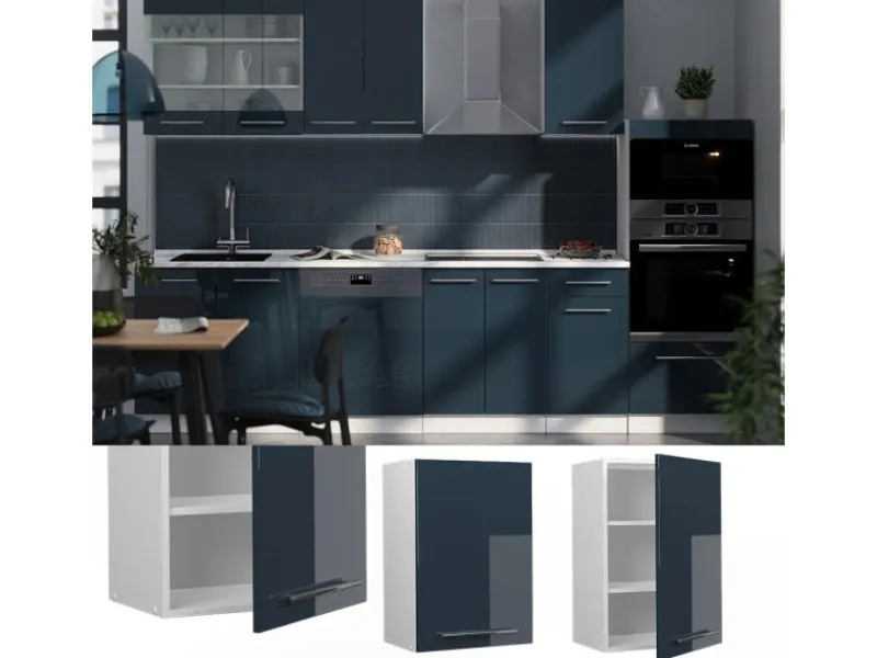New Vicco Hängeschrank Fame-Line Hängender Küchenschrank Hochglanz/Weiß 50 cm Dunkelblau