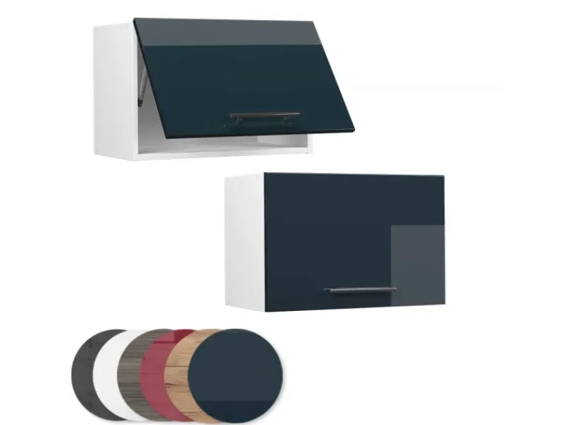 Discount Vicco Hängeschrank Fame-Line Hängender Küchenschrank Hochglanz/Weiß 60 cm Flach Dunkelblau