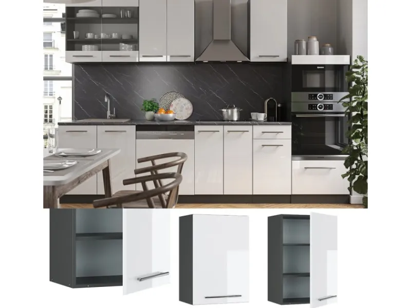 Küchenschränke<Vicco Hängeschrank Fame-Line Hängender Küchenschrank Hochglanz/Anthrazit 50 cm