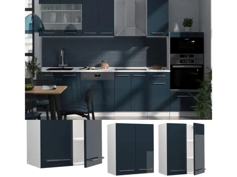 New Vicco Hängeschrank Fame-Line Hängender Küchenschrank Hochglanz/Weiß 60 cm Dunkelblau