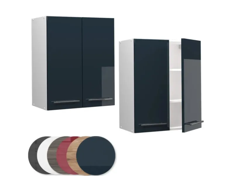 New Vicco Hängeschrank Fame-Line Hängender Küchenschrank Hochglanz/Weiß 60 cm Dunkelblau