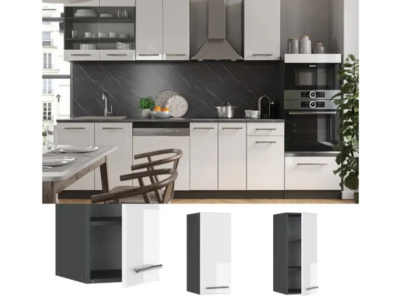 Küchenschränke<Vicco Hängeschrank Fame-Line Hängender Küchenschrank Hochglanz/Anthrazit 30 cm