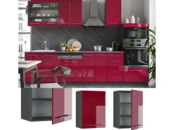 Vicco Hängeschrank Fame-Line Hängender Küchenschrank Bordeaux Hochglanz/Anthrazit 50 cm< Küchenschränke