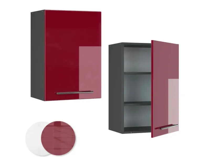 Vicco Hängeschrank Fame-Line Hängender Küchenschrank Bordeaux Hochglanz/Anthrazit 50 cm< Küchenschränke