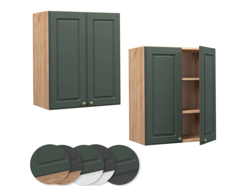 Clearance Vicco Hängeschrank Fame-Line Grün-Gold Landhaus/Goldkraft Eiche 60 cm Dunkelgrün