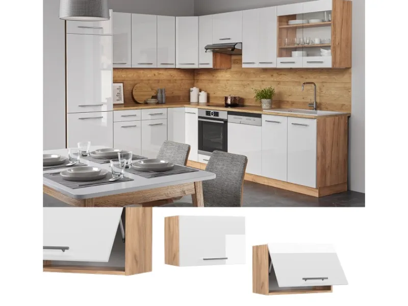 Küchenschränke<Vicco Hängeschrank Fame-Line Hochglanz/Goldkraft Eiche 60 cm Flach