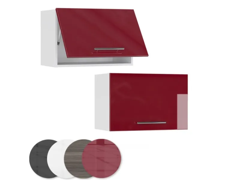 Vicco Hängeschrank Fame-Line Hängender Küchenschrank Bordeaux Hochglanz/Weiß 60 cm Flach< Küchenschränke