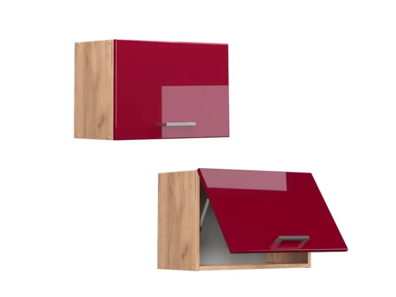 Vicco Hängeschrank R-Line Bordeaux Hochglanz/Goldkraft Eiche 60 cm Flach< Küchenschränke