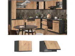 Küchenschränke<Vicco Hängeschrank R-Line Goldkraft /Anthrazit 60 cm J-Shape Flach