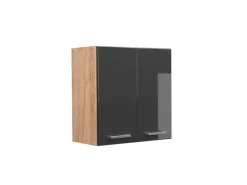 Clearance Vicco Hängeschrank R-Line Hängender Küchenschrank Hochglanz/Goldkraft Eiche 60 cm Anthrazit