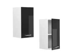 Pfannen|Herde<Vicco Hängeschrank R-Line Hängender Küchenschrank Schwarz Hochglanz/Weiß 30 cm