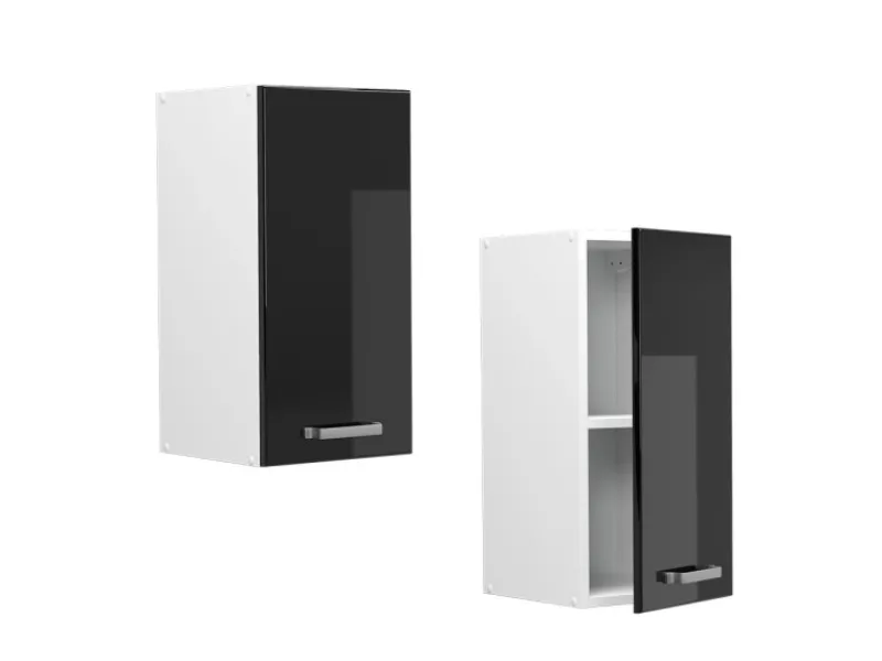 Pfannen|Herde<Vicco Hängeschrank R-Line Hängender Küchenschrank Schwarz Hochglanz/Weiß 30 cm