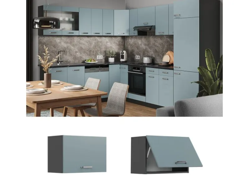 Küchenschränke<Vicco Hängeschrank R-Line Hängender Küchenschrank Blau-Grau/Anthrazit 60 cm Flach