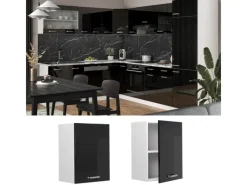 Best Vicco Hängeschrank R-Line Hängender Küchenschrank Schwarz Hochglanz/Weiß 45 cm Schwarz Glänzend
