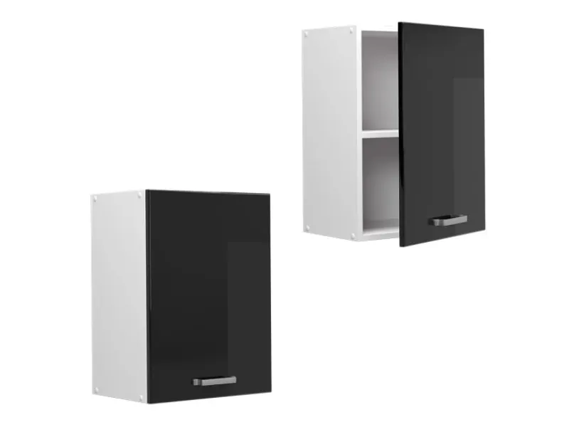 Best Vicco Hängeschrank R-Line Hängender Küchenschrank Schwarz Hochglanz/Weiß 45 cm Schwarz Glänzend