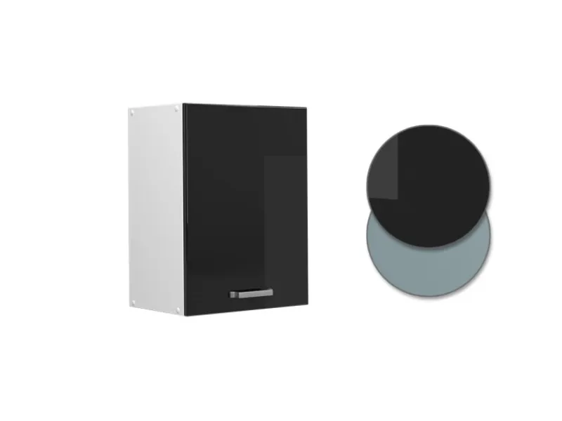 Best Vicco Hängeschrank R-Line Hängender Küchenschrank Schwarz Hochglanz/Weiß 45 cm Schwarz Glänzend
