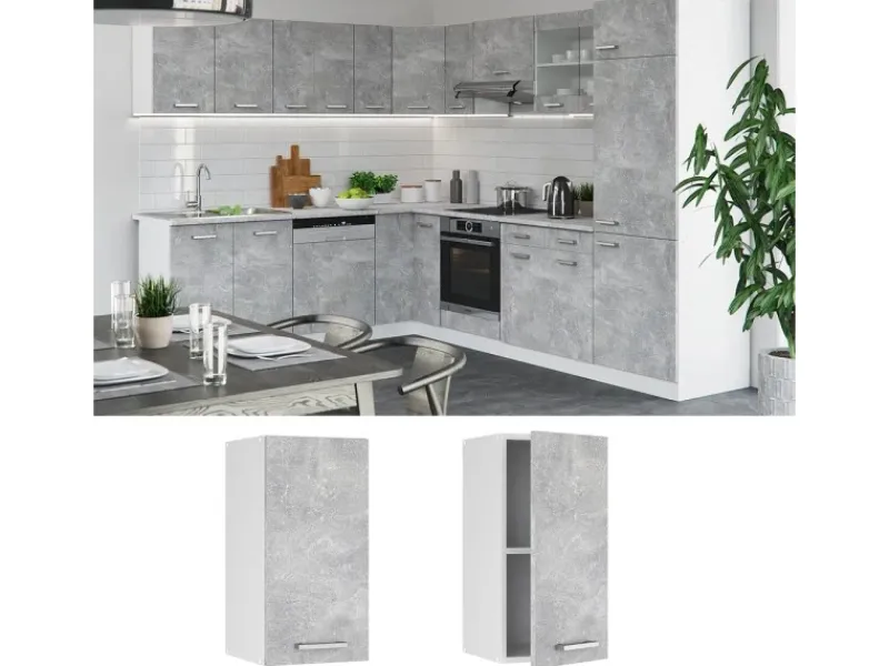 New Vicco Hängeschrank R-Line Hängender Küchenschrank /Weiß 40 cm Beton