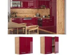 Küchenschränke<Vicco Hängeschrank R-Line Hängender Küchenschrank Bordeaux Hochglanz/Goldkraft Eiche 60 cm