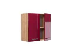 Küchenschränke<Vicco Hängeschrank R-Line Hängender Küchenschrank Bordeaux Hochglanz/Goldkraft Eiche 60 cm