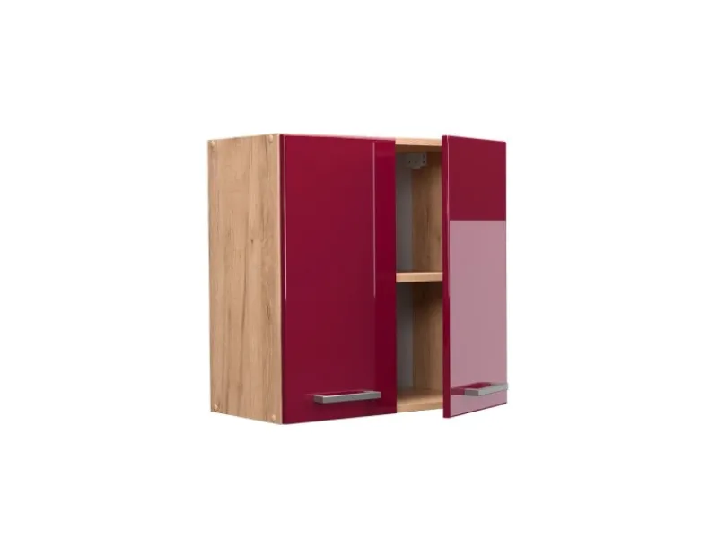 Küchenschränke<Vicco Hängeschrank R-Line Hängender Küchenschrank Bordeaux Hochglanz/Goldkraft Eiche 60 cm