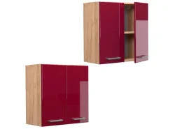 Küchenschränke<Vicco Hängeschrank R-Line Hängender Küchenschrank Bordeaux Hochglanz/Goldkraft Eiche 60 cm