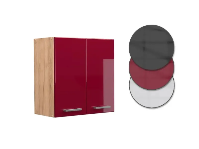 Küchenschränke<Vicco Hängeschrank R-Line Hängender Küchenschrank Bordeaux Hochglanz/Goldkraft Eiche 60 cm