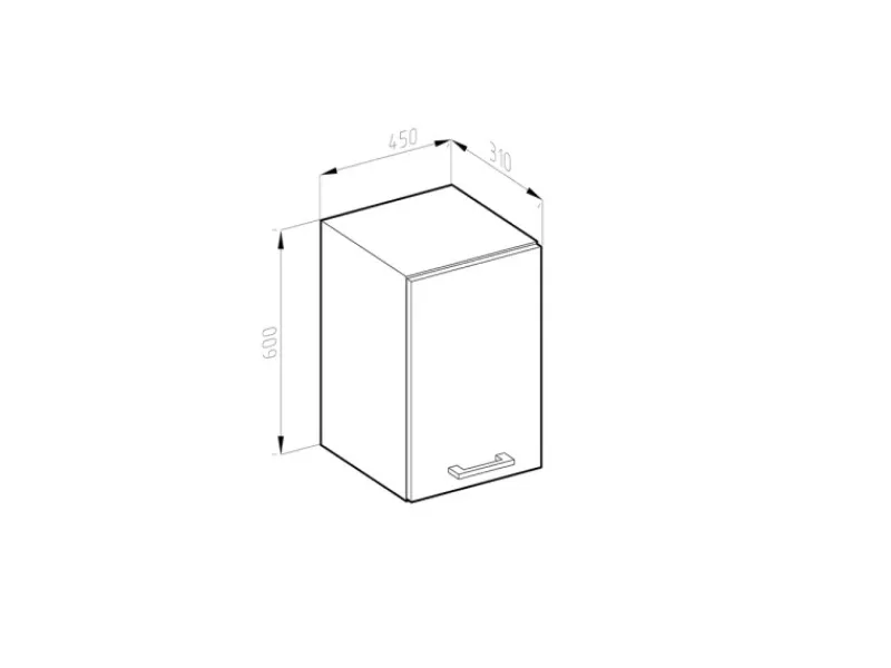 Vicco Hängeschrank R-Line Hängender Küchenschrank /Weiß 45 cm Beton