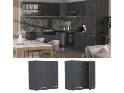 Best Vicco Hängeschrank R-Line Hängender Küchenschrank Schwarz Beton/Anthrazit 60 cm Beton Anthrazit