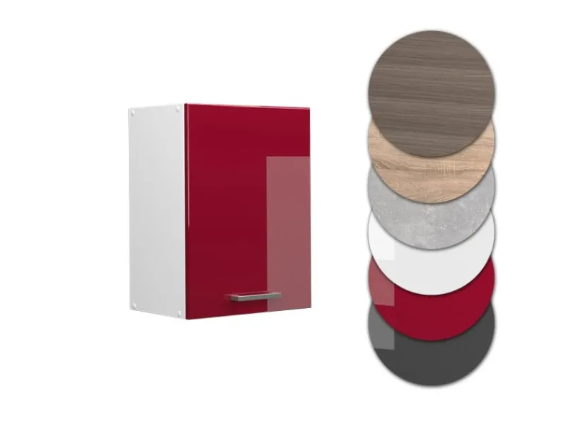 Clearance Vicco Hängeschrank R-Line Hängender Küchenschrank Bordeaux Hochglanz/Weiß 45 cm Bordeaux-Glanz