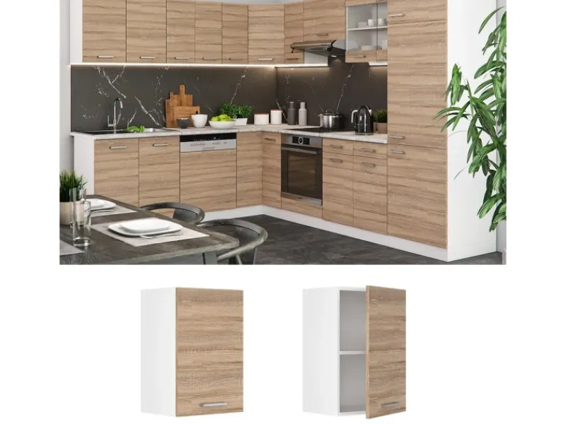 Vicco Hängeschrank R-Line Hängender Küchenschrank Sonoma/Weiß 40 cm< Küchenschränke