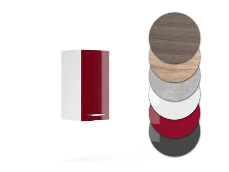 Vicco Hängeschrank R-Line Hängender Küchenschrank Bordeaux Hochglanz/Weiß 30 cm< Pfannen|Küchenschränke