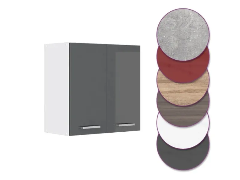 Best Vicco Hängeschrank R-Line Hängender Küchenschrank Hochglanz/Weiß 60 cm Anthrazit