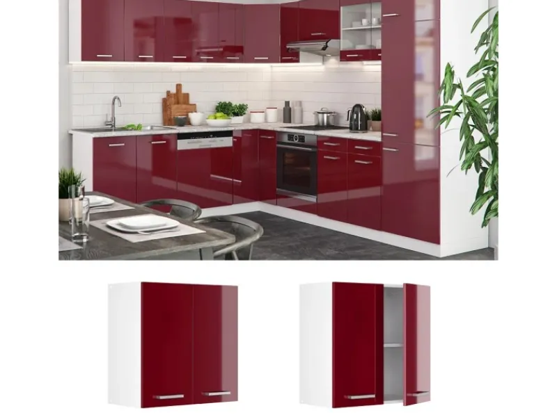 Küchenschränke<Vicco Hängeschrank R-Line Hängender Küchenschrank Bordeaux Hochglanz/Weiß 60 cm