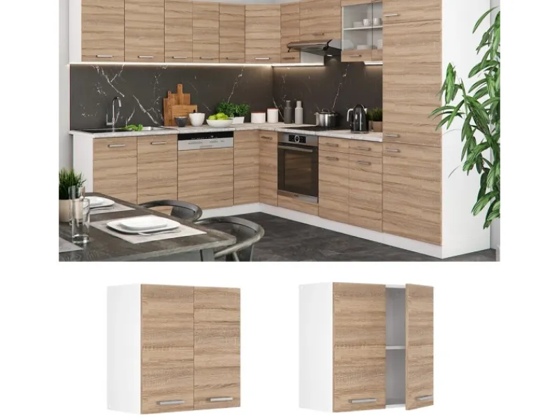 Vicco Hängeschrank R-Line Hängender Küchenschrank Sonoma/Weiß 60 cm< Küchenschränke