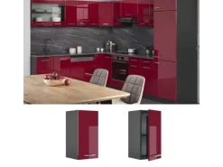 Pfannen<Vicco Hängeschrank R-Line Hängender Küchenschrank Bordeaux Hochglanz/Anthrazit 30 cm