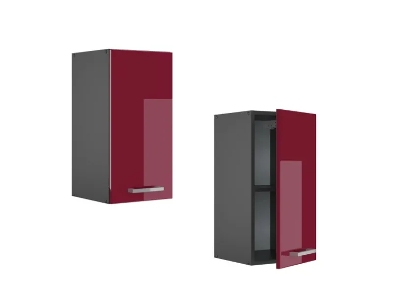 Pfannen<Vicco Hängeschrank R-Line Hängender Küchenschrank Bordeaux Hochglanz/Anthrazit 30 cm