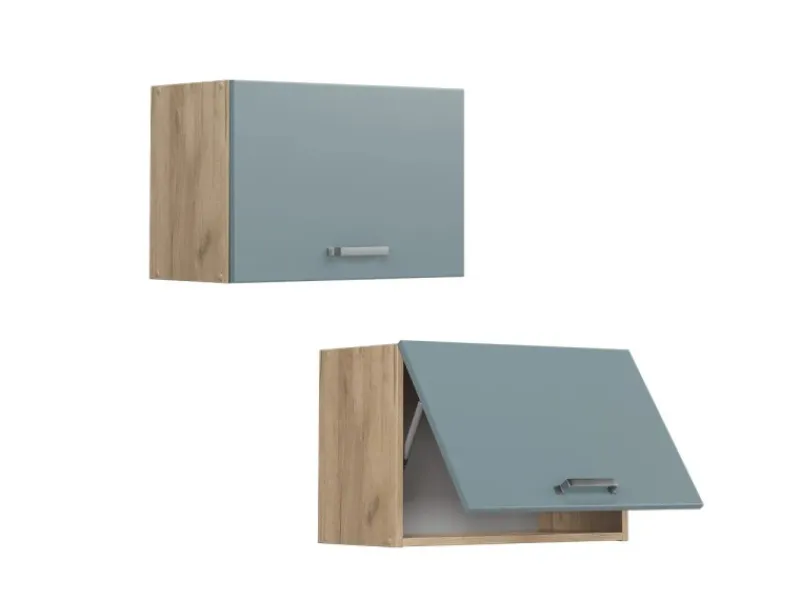 New Vicco Hängeschrank R-Line Hängender Küchenschrank Blau-Grau/Goldkraft Eiche 60 cm Flach Blaugrau