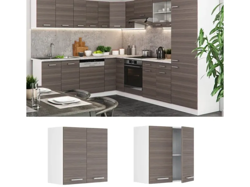 Vicco Hängeschrank R-Line Hängender Küchenschrank Grau/Weiß 60 cm< Küchenschränke
