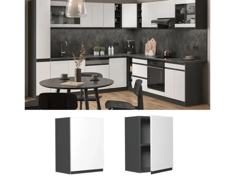 Outlet Vicco Hängeschrank R-Line Hängender Küchenschrank /Anthrazit 45 cm J-Shape Weiß
