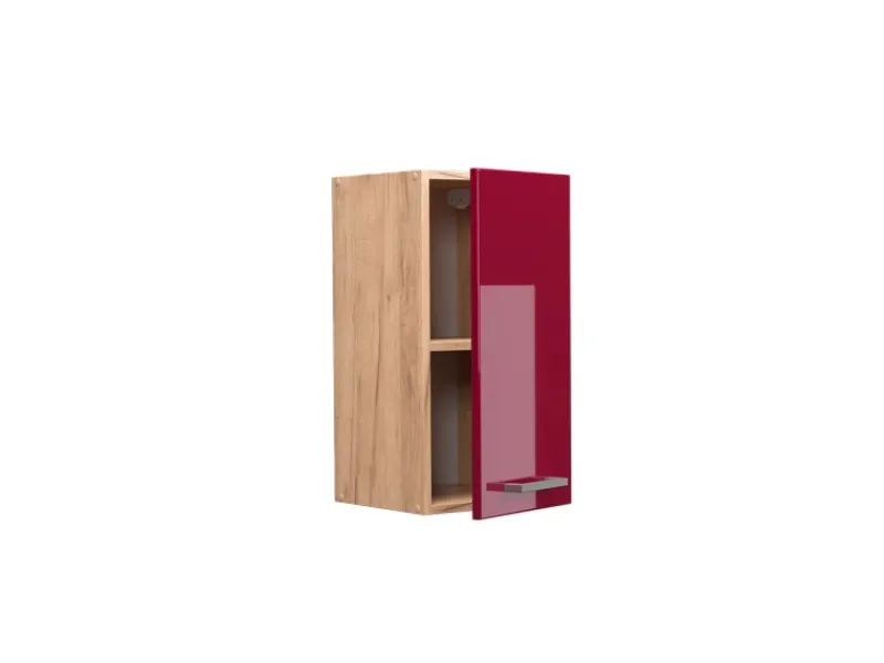 Pfannen|Küchenschränke<Vicco Hängeschrank R-Line Hängender Küchenschrank Bordeaux Hochglanz/Goldkraft Eiche 30 cm