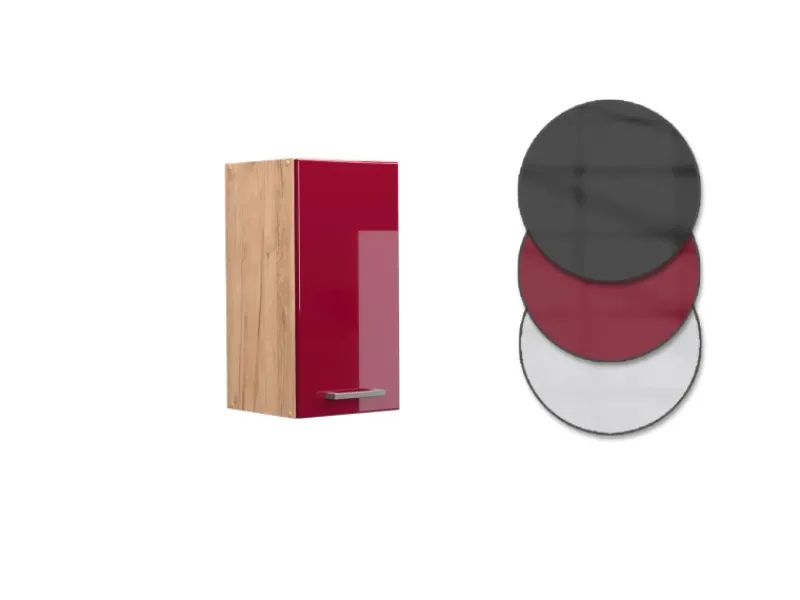 Pfannen|Küchenschränke<Vicco Hängeschrank R-Line Hängender Küchenschrank Bordeaux Hochglanz/Goldkraft Eiche 30 cm