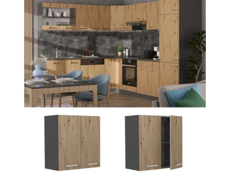 Vicco Hängeschrank R-Line Hängender Küchenschrank Artisan-Eiche/Anthrazit 60 cm< Küchenschränke