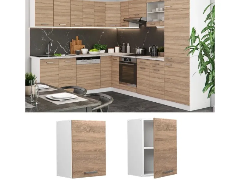 Küchenschränke<Vicco Hängeschrank R-Line Hängender Küchenschrank Sonoma/Weiß 45 cm