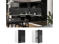 Outlet Vicco Hängeschrank R-Line Hängender Küchenschrank Schwarz Hochglanz/Weiß 40 cm Schwarz Glänzend