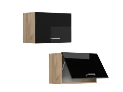 Best Vicco Hängeschrank R-Line Schwarz Hochglanz/Goldkraft Eiche 60 cm Flach Schwarz Glänzend