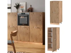 Vicco Hochschrank R-Line Küchenkommode Artisan-Eiche/Goldkraft Eiche 60 cm< Küchenschränke